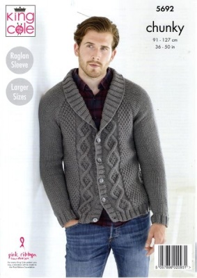 Knitting Pattern - King Cole 5692 - Ultra Soft Chunky - Men's Cardigans